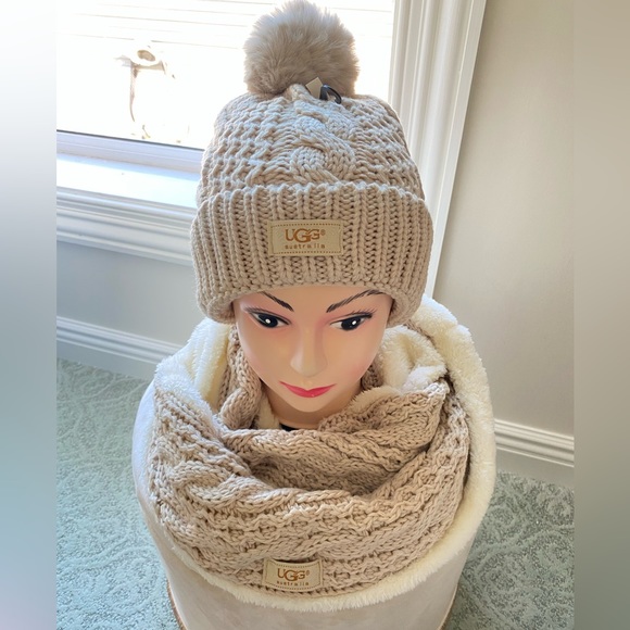 UGG Cream Hat & Infinity Scarf Set UGG | Accessories | Ugg Cream Hat Infinity Scarf Glove Set  main image 3